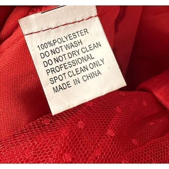 NWOT Ieena for Mac Duggal Mesh Ruffle One Shoulder Tiered Gown Women Red Size 10 - Picture 7 of 7